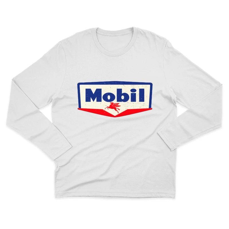 Vintage Mobil Oil Company Logo with Red Pegasus Male Long Sleeve T-Shirt