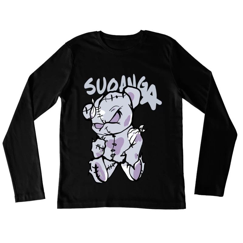 Niedlicher gruseliger Teddybär Damen Langarm T-Shirt
