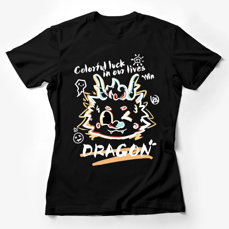 Bunter Glücksdrache Kunstdesign Damen T-Shirt