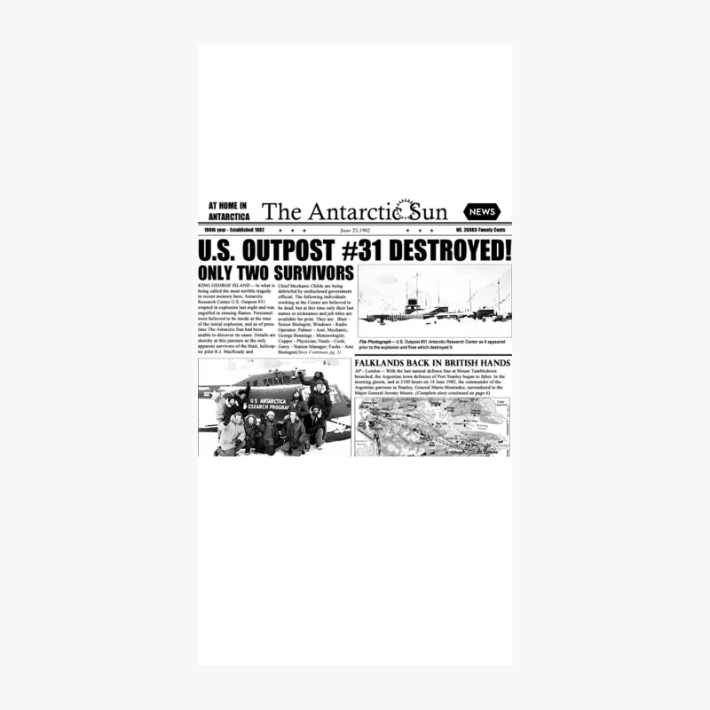 Antarctic Disaster and Falklands War: Historical Newspaper Headlines iPhone Case