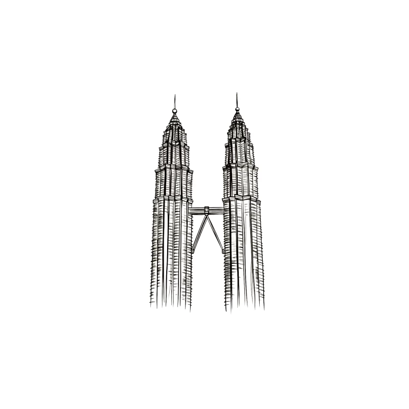 Line Drawing of Iconic Petronas Twin Towers in Kuala Lumpur Travel Mug