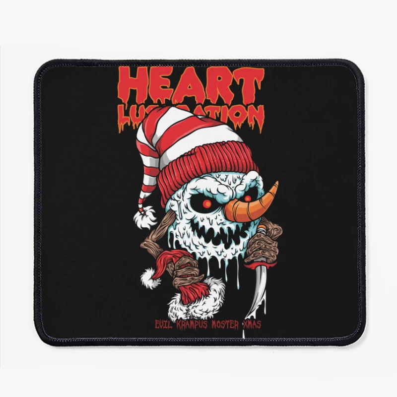 Horror Christmas Snowman with Krampus Theme Mouse Pad