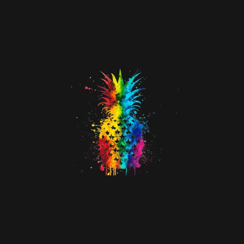 Vibrant Rainbow Watercolor Pineapple Splash Art Mouse Pad