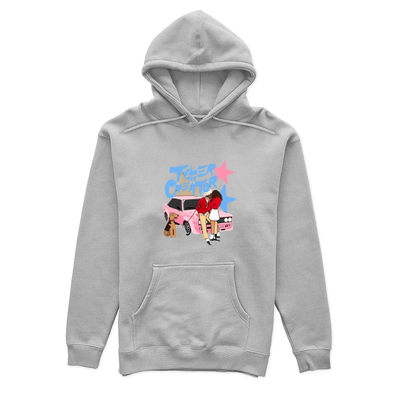 Romantische Szene mit Auto und Hund Damen Pullover Hoodie
