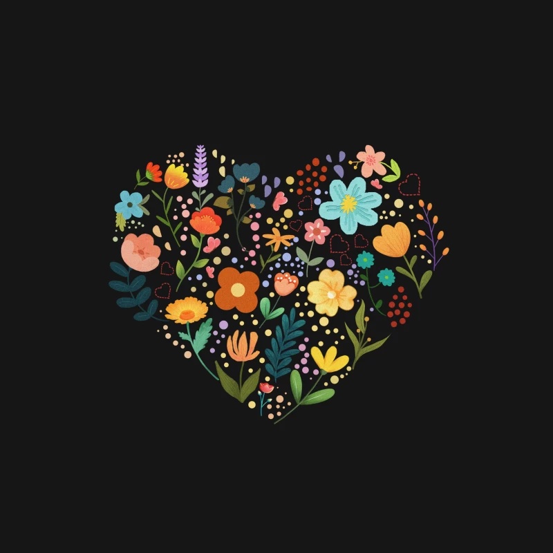 Buntes Herz aus Blumen Herren T-Shirt