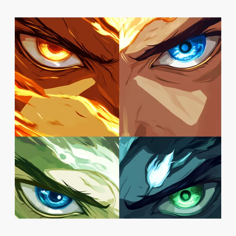 Elemental Anime Eyes: Fire and Ice Fantasy Portrait Throw Pillow