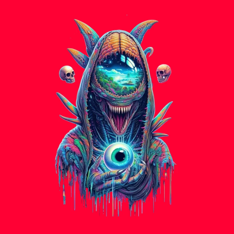 Surreal Cosmic Monster in Vibrant Colors Pin