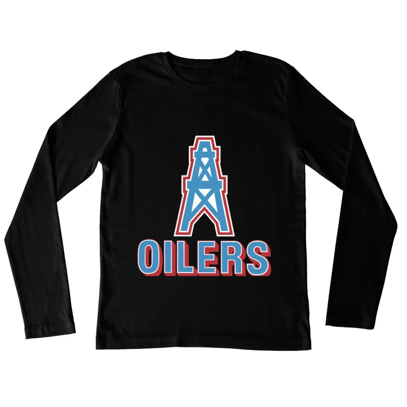 Houston Oilers Vintage NFL Team Logo with Oil Derrick Symbol Female Long Sleeve T-Shirt