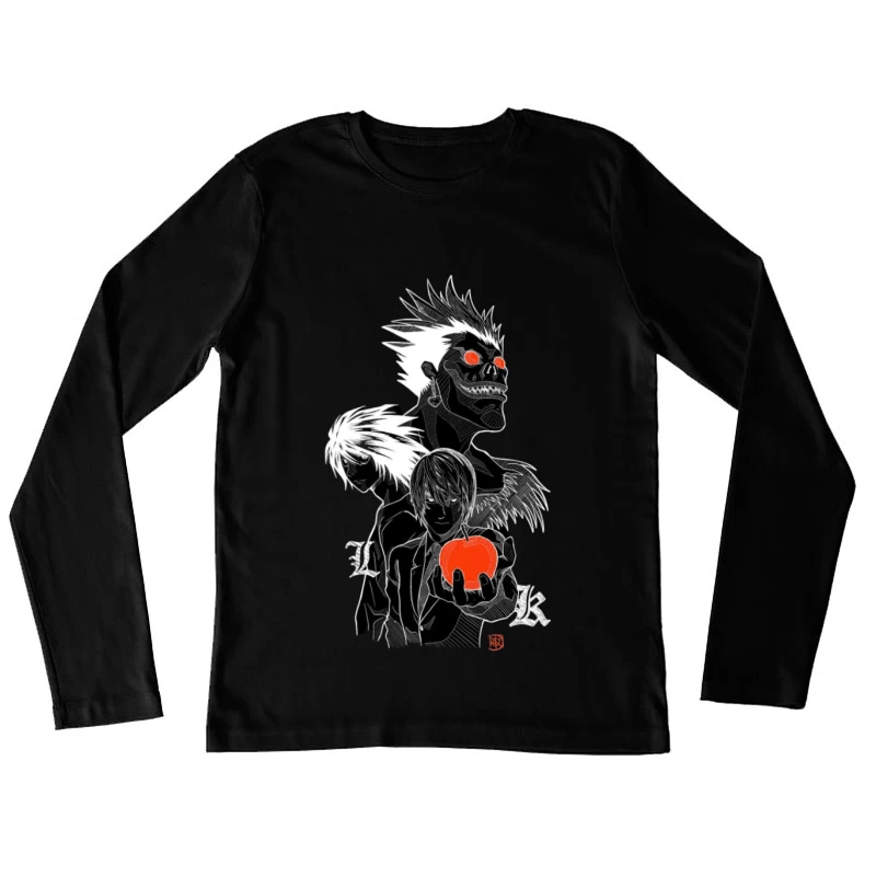 Anime-Charaktere mit Apfel Damen Langarm T-Shirt