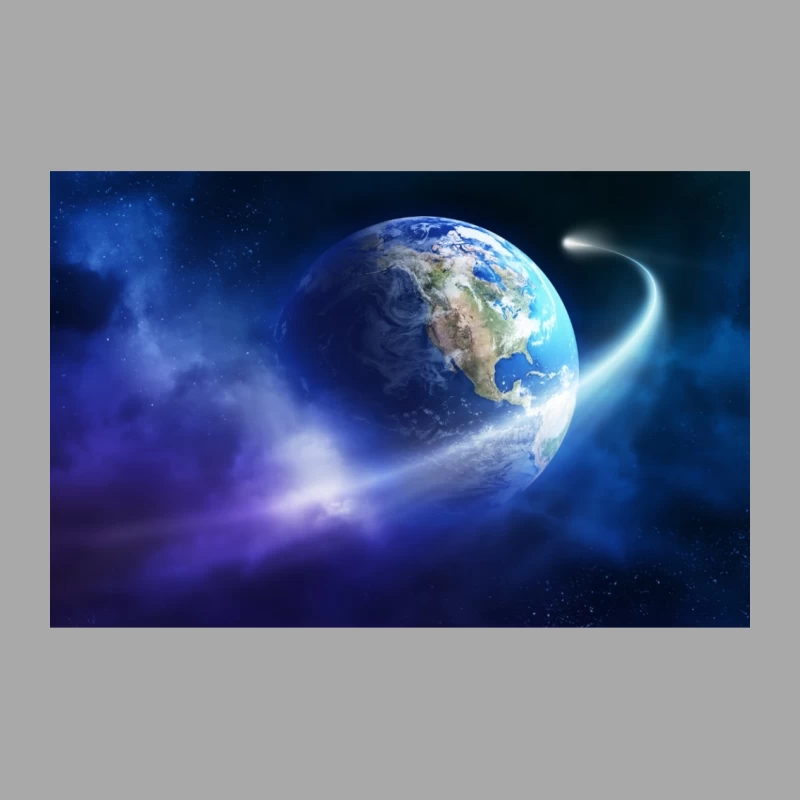 Earth and Comet in Space Male Pullover Hoodie