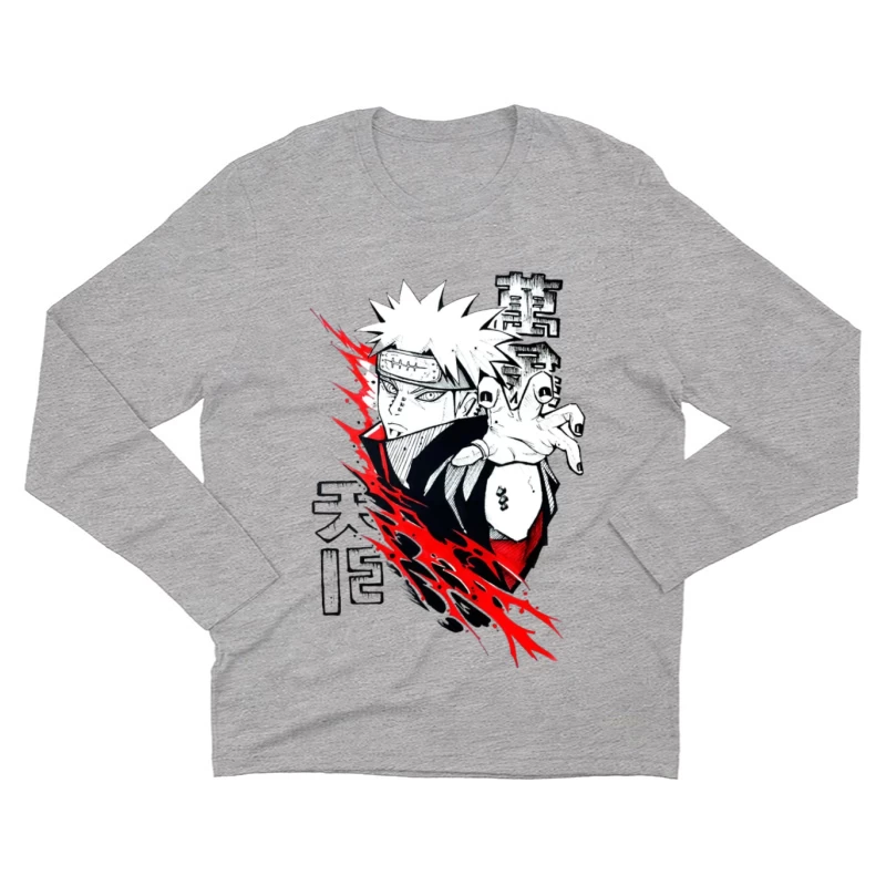 Anime-Charakter mit roter Aura Herren Langarm T-Shirt