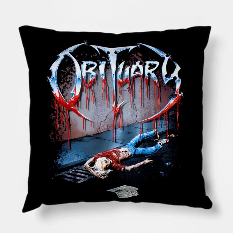 Obituary Slowly We Rot 2 Throw Pillow