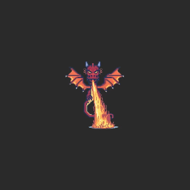 Pixel Art Fire-Breathing Dragon with Wings Baseball Cap