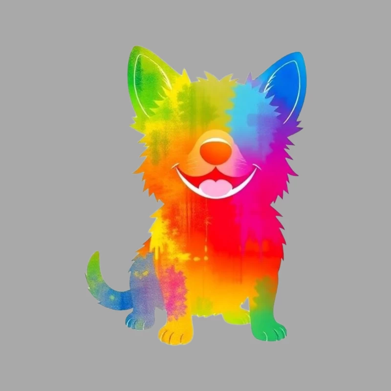 Colorful Cartoon Dog Illustration Male Pullover Hoodie