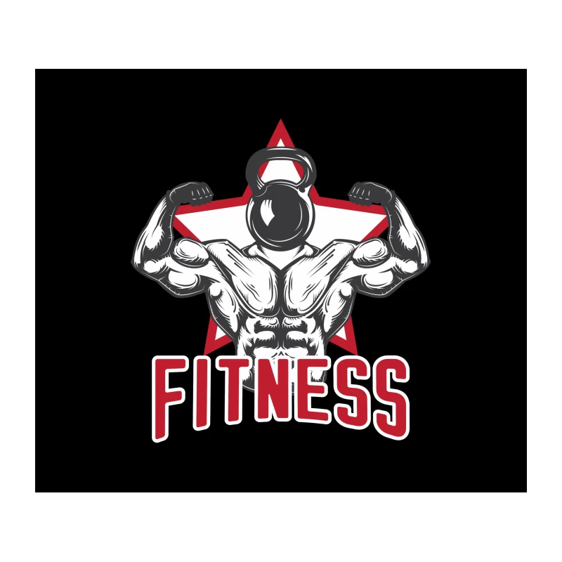 Muscular Fitness Icon with Kettlebell and Star Tapestry
