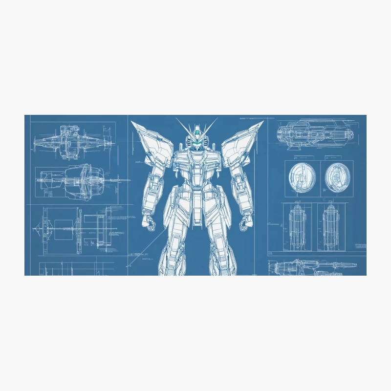 Mecha Robot Engineering Blueprint: Anime-Inspired Technical Drawing Coffee Mug