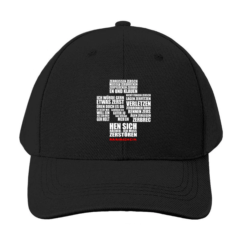 Rammstein Typography Art with German Text on White Background Baseball Cap