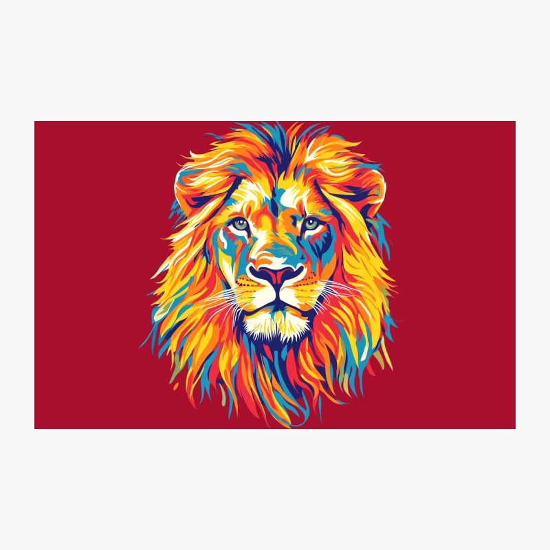 Vibrant Abstract Lion Art: Colorful Wildlife Painting Travel Mug