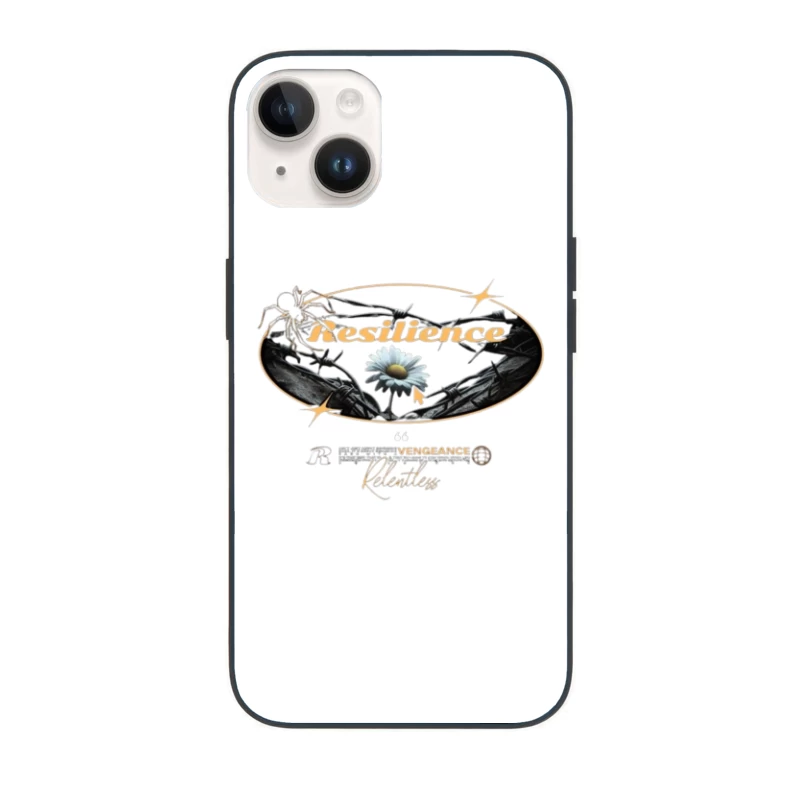 Resilient Daisy Breaking Through Barbed Wire - Artistic Motivational Design iPhone Case