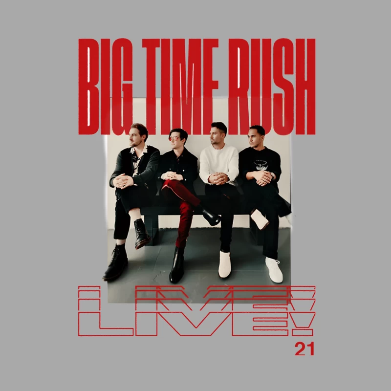 Big Time Rush Band Promotional Photo with Red Typography Design Male Pullover Hoodie