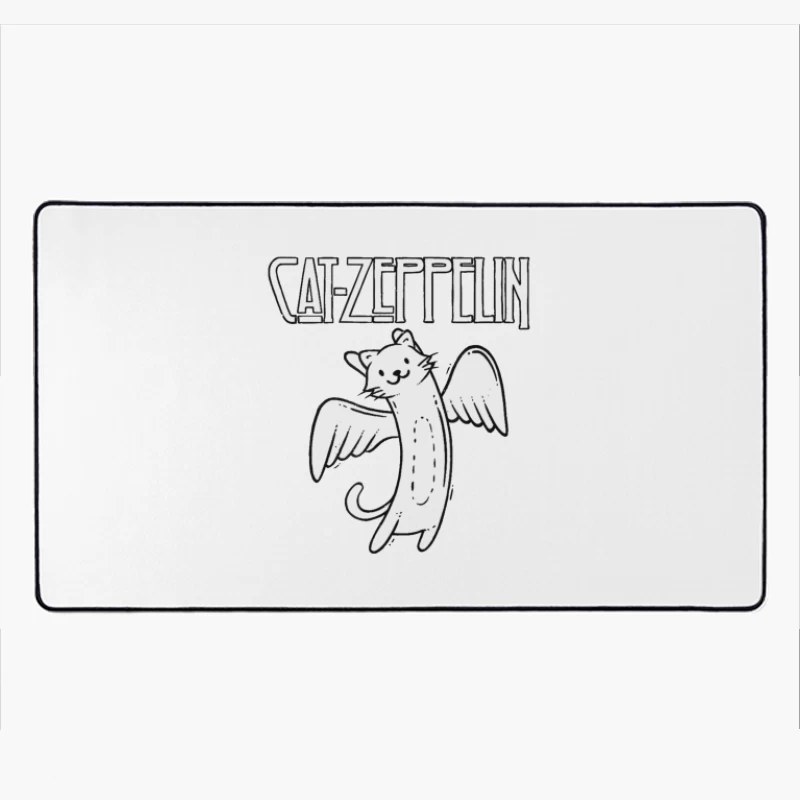 Flying Cat Zeppelin Logo - Musical Band Cartoon Desk Mat