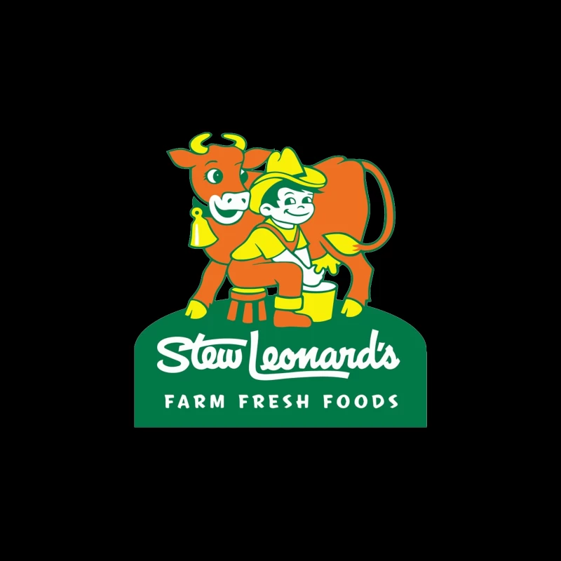 Stew Leonard's Vintage Farm Fresh Foods Logo with Cartoon Cow Tapestry