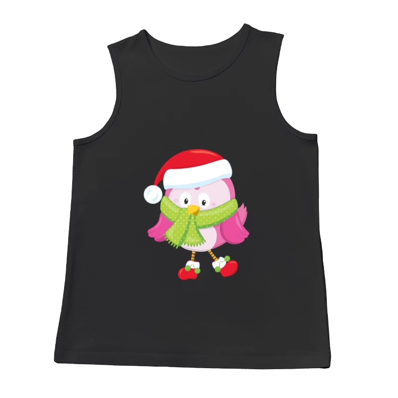 Chouette de Noël rose avec écharpe verte Homme Débardeur