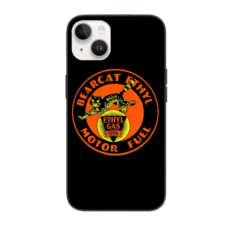 Vintage Bearcat Ethyl Motor Fuel Advertisement with Black Cat Mascot iPhone Case