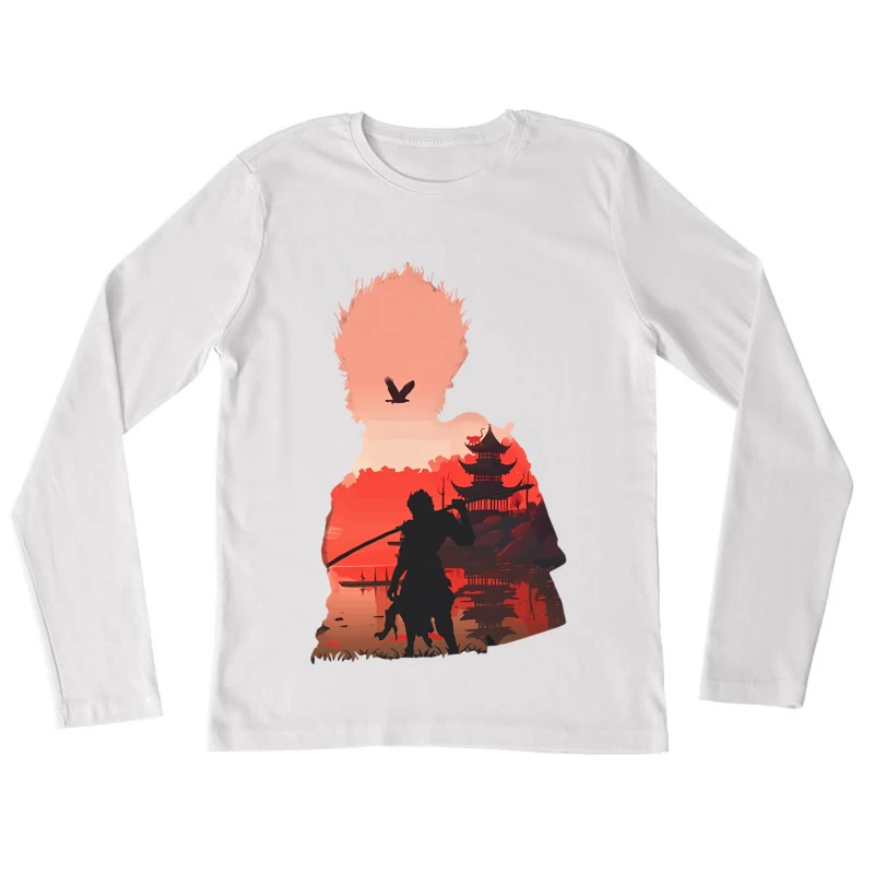 Samurai vor Sonnenuntergang Damen Langarm T-Shirt