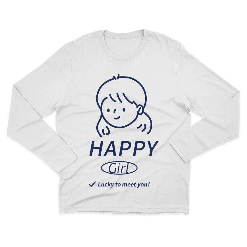 Fröhliches Mädchen Illustration Herren Langarm T-Shirt