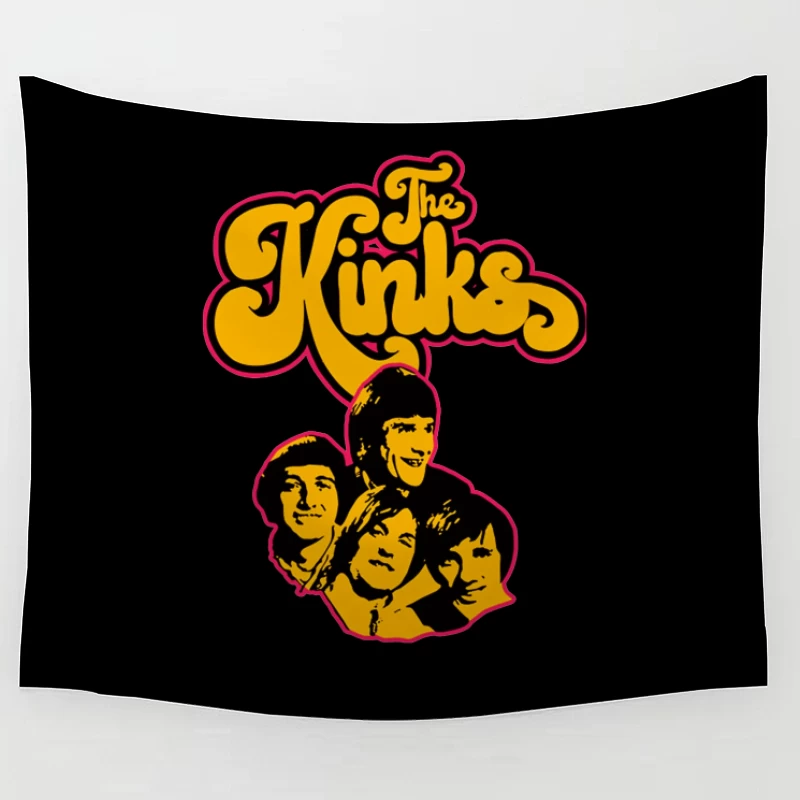 The Kinks Vintage Band Logo with Silhouettes Tapestry