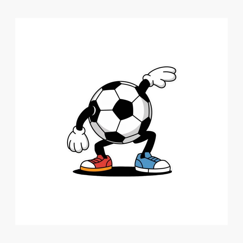Animated Soccer Ball Character with Mismatched Shoes Throw Pillow