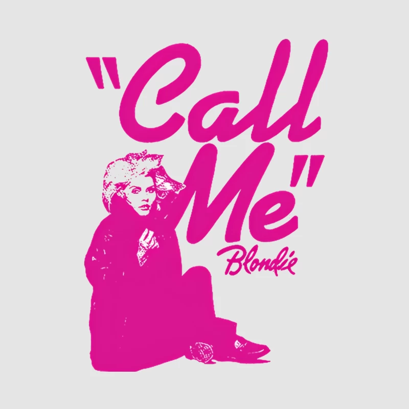 Vintage Pink "Call Me" Blondie Single Poster Male Pullover Hoodie