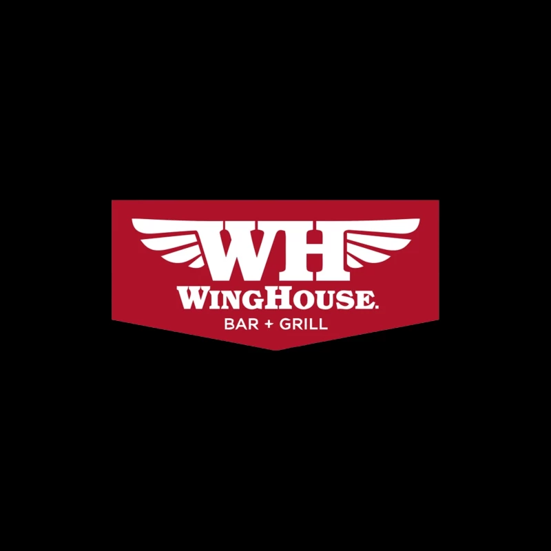 WingHouse Bar & Grill Restaurant Logo with Wings Design Travel Mug