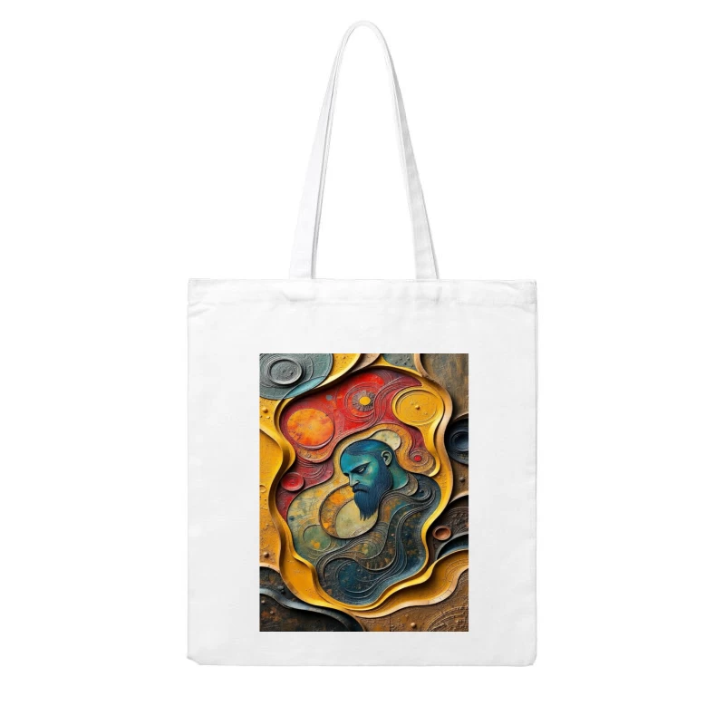 Mystical Cosmic Portrait in Turquoise and Gold Cotton Tote Bag