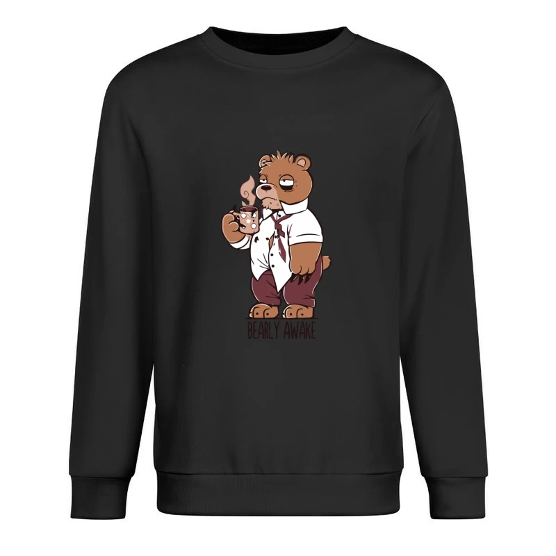 Sleepy Office Bear's Coffee Break Male Pullover Sweatshirt