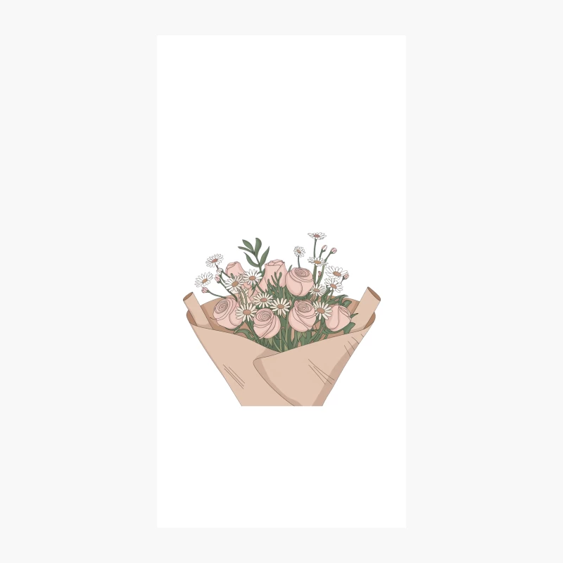 Hand-Drawn Pastel Flower Bouquet with Roses and Daisies iPhone Case