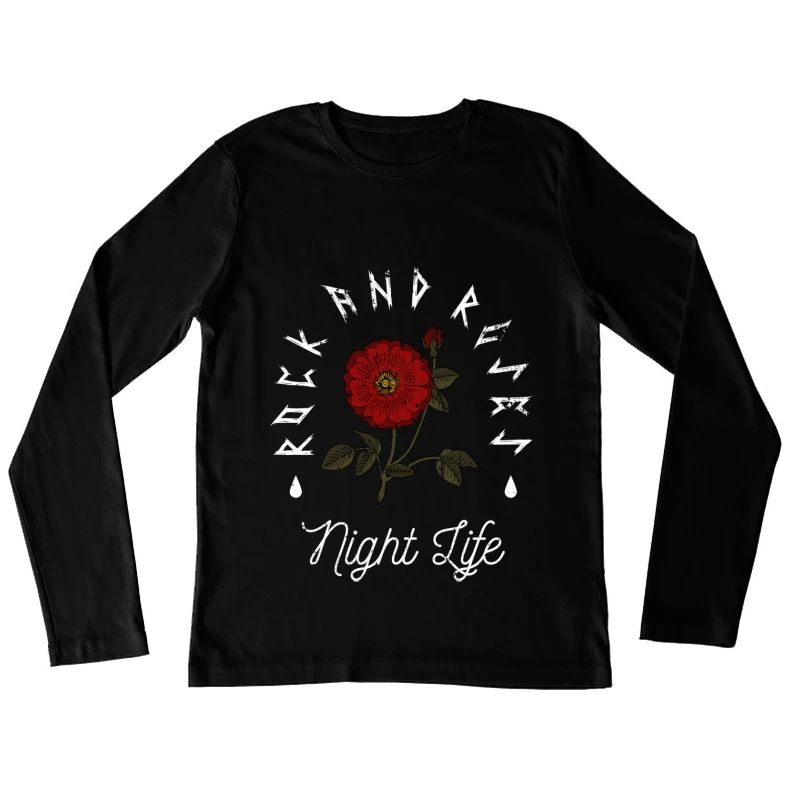 Rock et rose, vie nocturne florale Femme Manches Longues T-Shirt