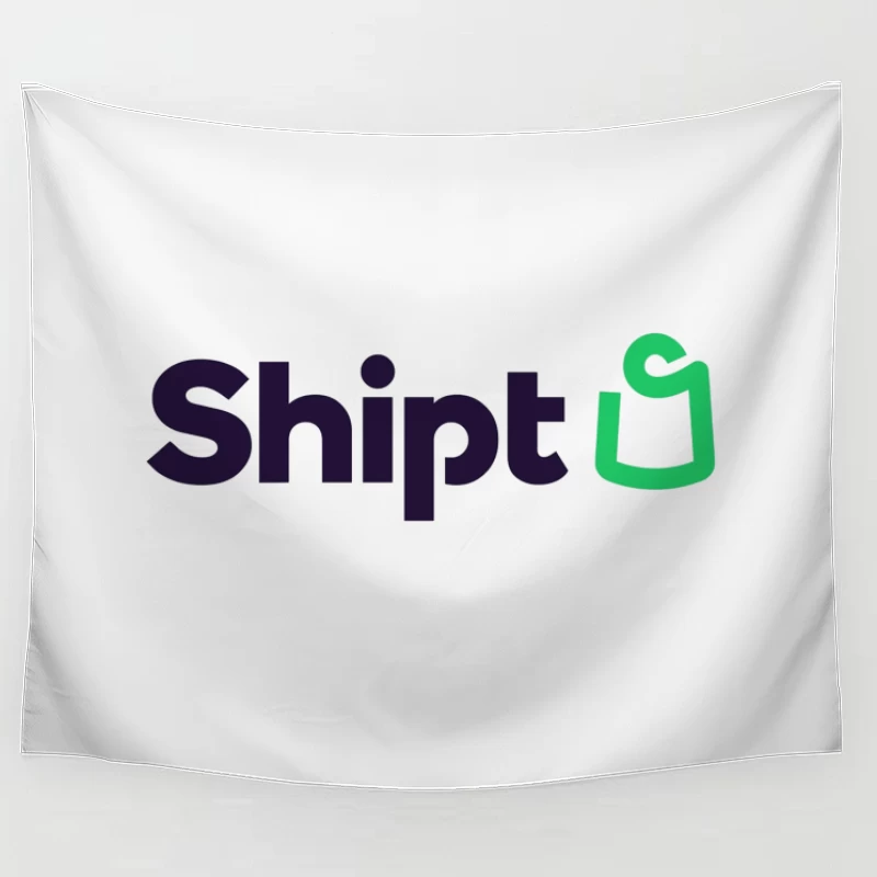 Shipt Modern Minimalist Logo with Green Hanger Icon Tapestry