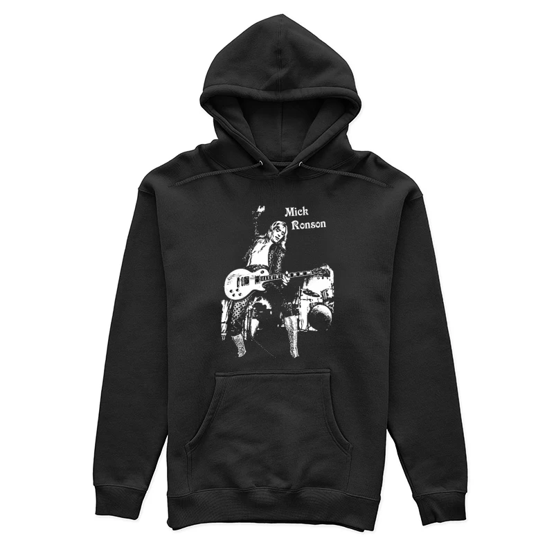 Black and White Sketch of Rock Musician with Electric Guitar Female Pullover Hoodie