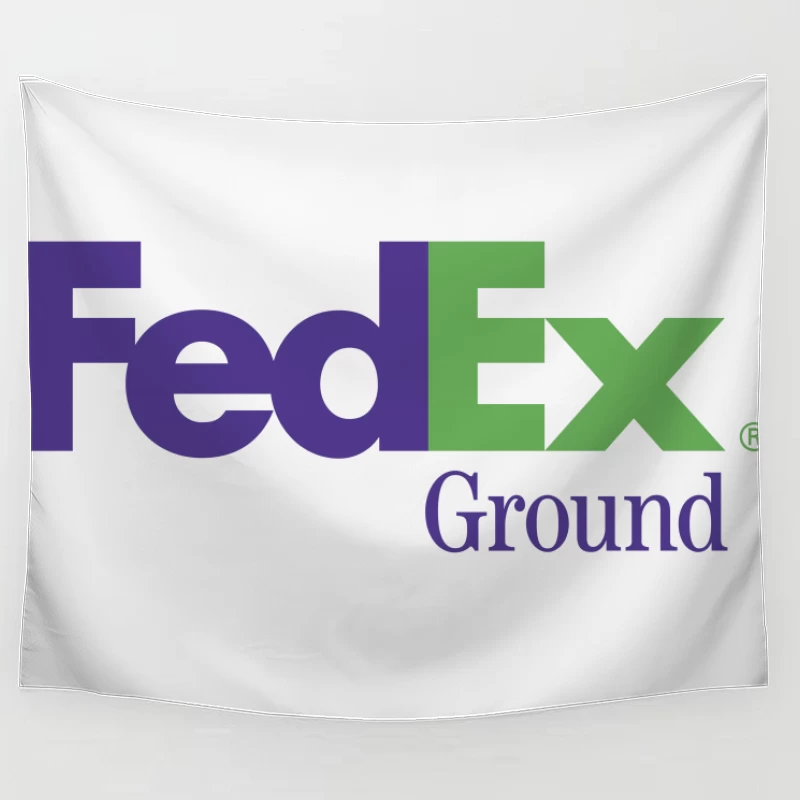 FedEx Ground Corporate Logo - Purple and Green Shipping Company Design Tapestry