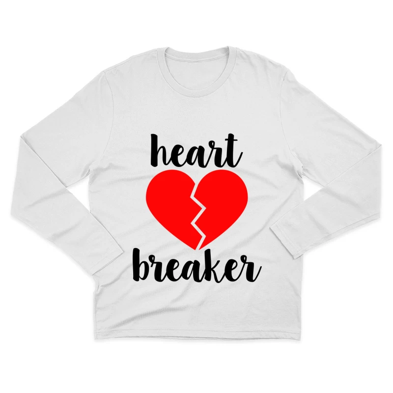 Cœur Brisé Rouge Homme Manches Longues T-Shirt