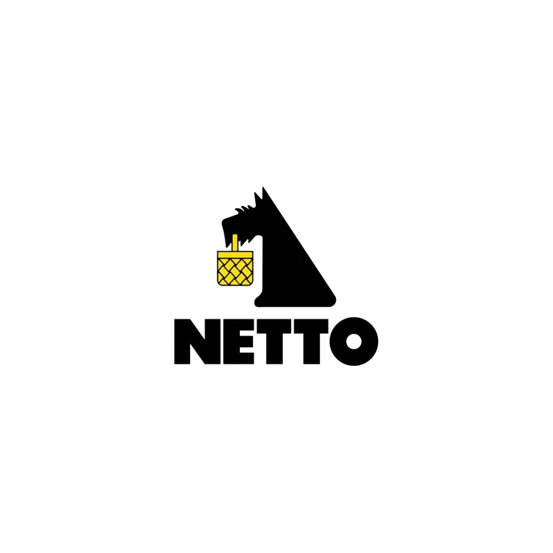 Netto Supermarket Logo with Black Dog and Yellow Basket Travel Mug