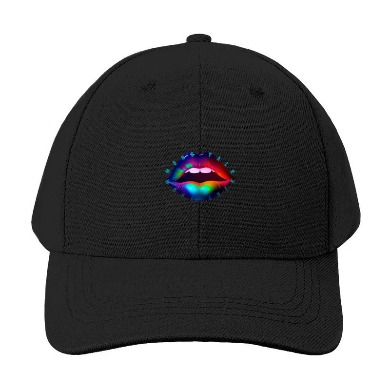 Rainbow Pierced Lips Pop Art Design Baseball Cap