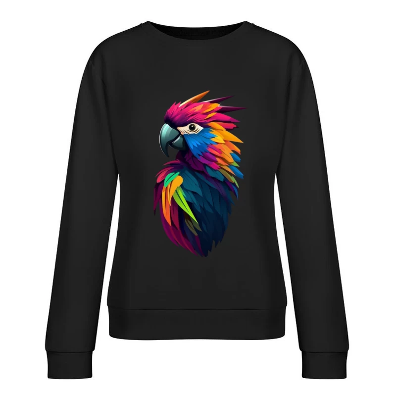 Colorful Parrot Illustration Female Pullover Sweatshirt