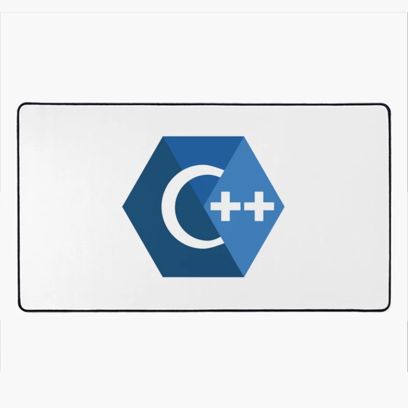 C++ Programming Language Logo in Blue Hexagon Design Desk Mat