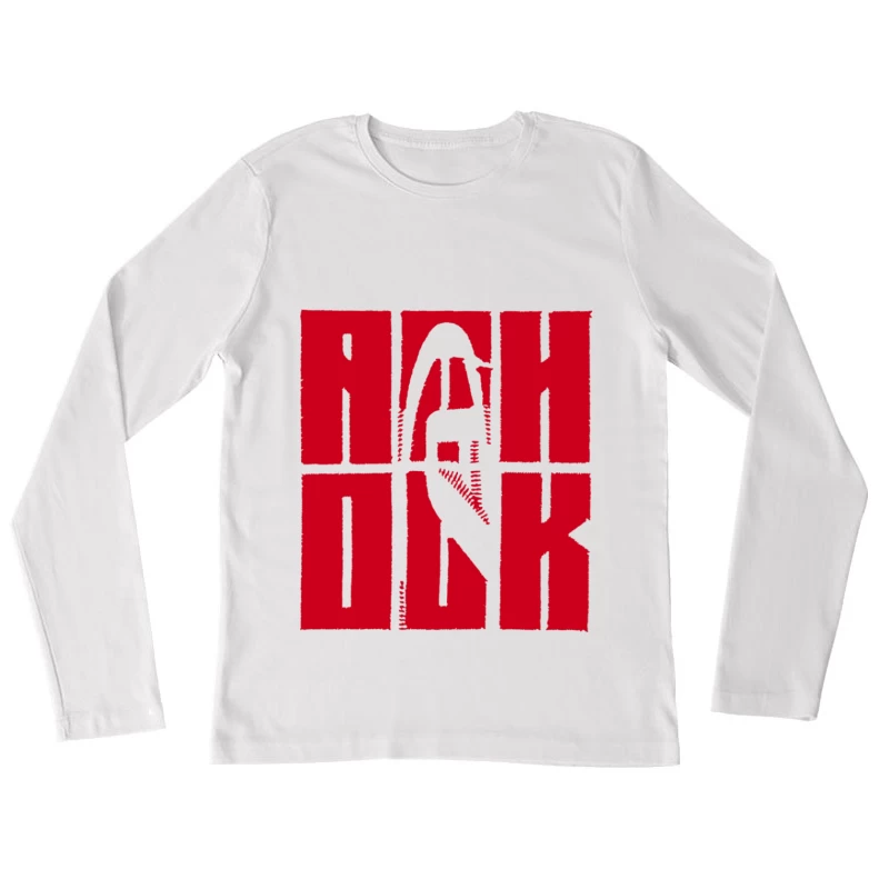 Rot-Schwarz-Design mit Silhouette Damen Langarm T-Shirt