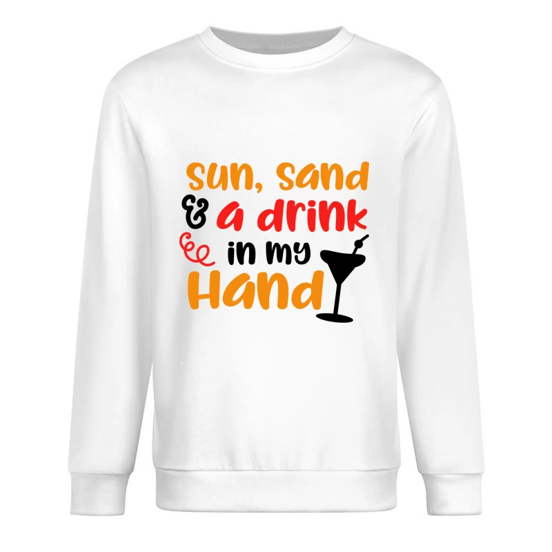 Été, Sable et Boisson à la Main Homme Sweat-shirt à enfiler