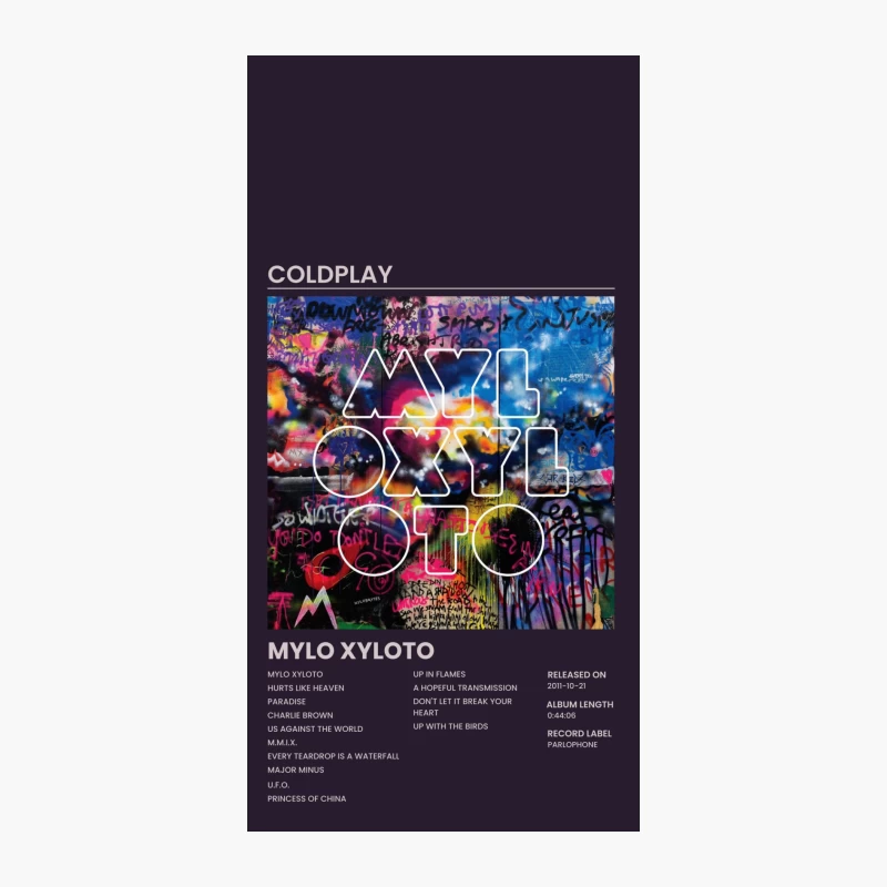 Coldplay's Mylo Xyloto: Vibrant Album Cover with Track List iPhone Case