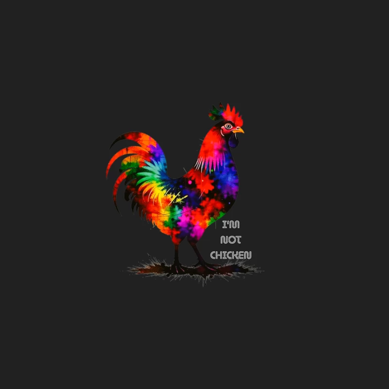 Rainbow Watercolor Rooster with Text Bucket Hat